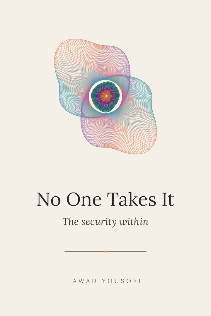 No One Takes It book cover: fine lines in terracotta, plum and teal swirl around the bright rings of a tree, never touching them